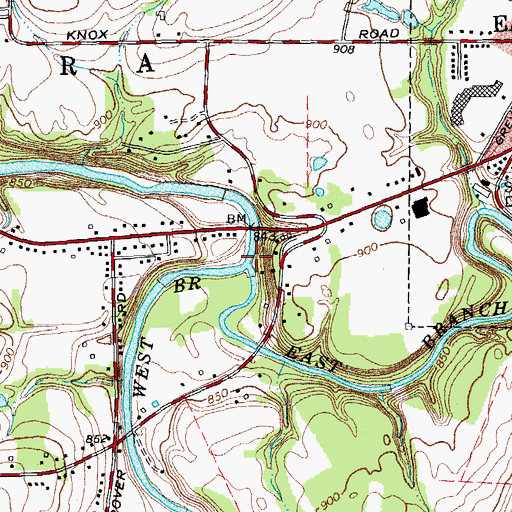 Topographic Map of East Branch Cazenovia Creek, NY