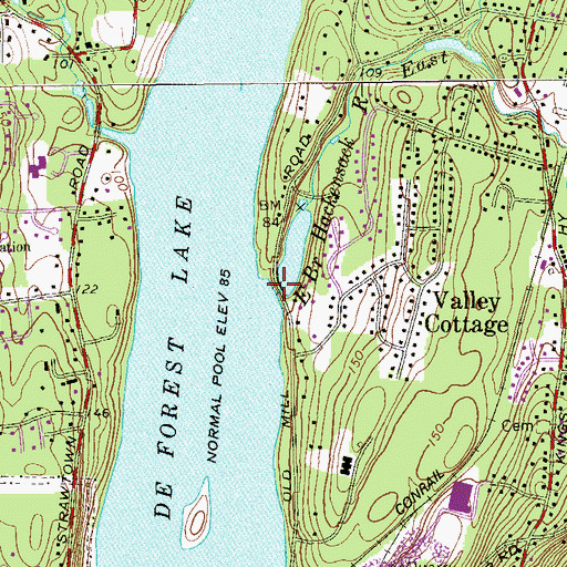 Topographic Map of East Branch Hackensack River, NY