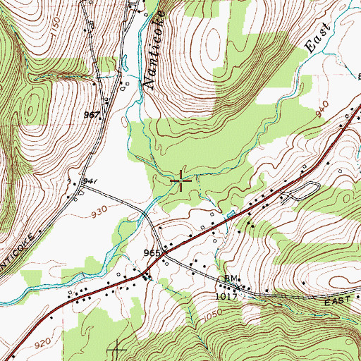 Topographic Map of East Branch Nanticoke Creek, NY