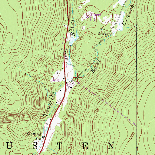 Topographic Map of East Branch Tenmile River, NY