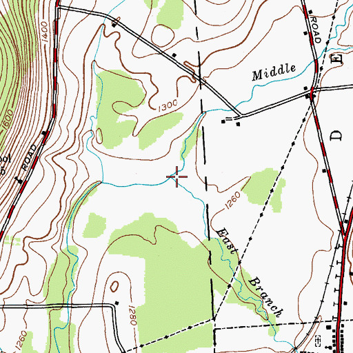 Topographic Map of East Branch Tioughnioga Creek, NY