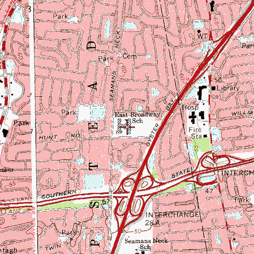 Topographic Map of East Broadway School, NY