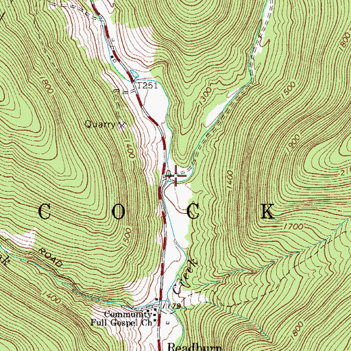 Topographic Map of East Brook, NY