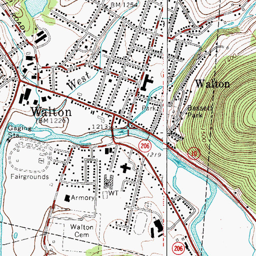 Topographic Map of East Brook, NY
