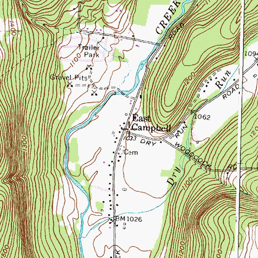 Topographic Map of East Campbell, NY