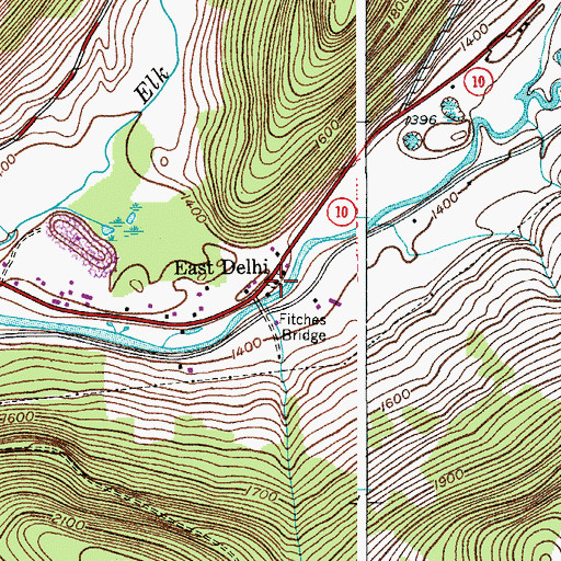 Topographic Map of East Delhi, NY