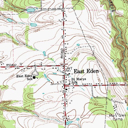 Topographic Map of East Eden, NY