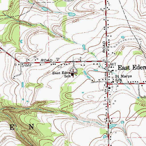 Topographic Map of East Eden School, NY