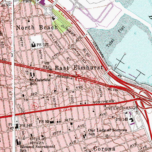 Topographic Map of East Elmhurst, NY