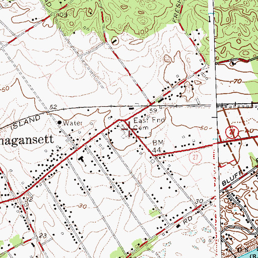 Topographic Map of East End Cemetery, NY