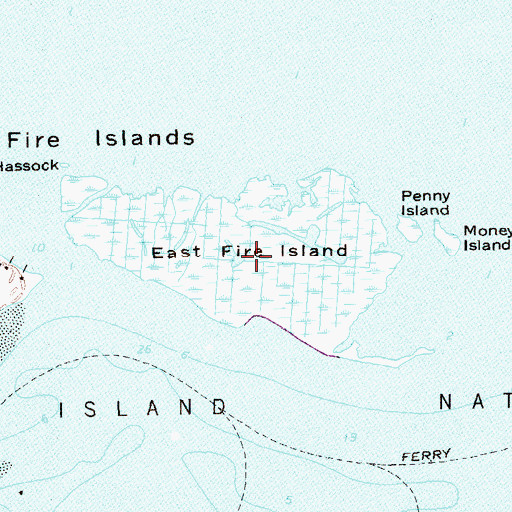 Topographic Map of East Fire Island, NY