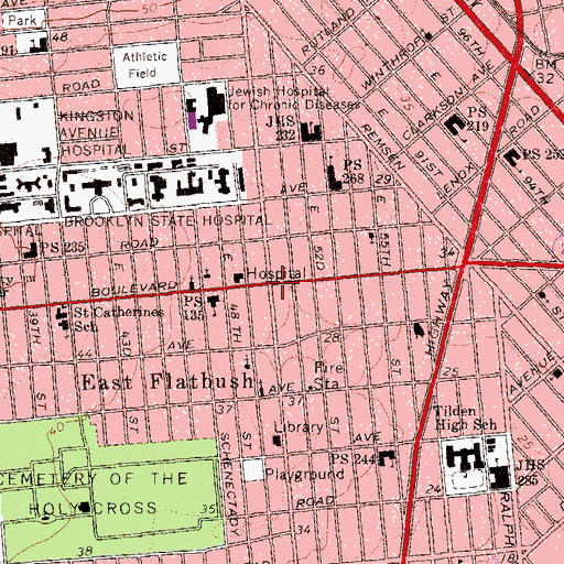 Topographic Map of East Flatbush, NY
