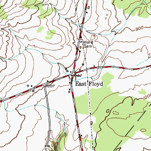 Topographic Map of East Floyd, NY