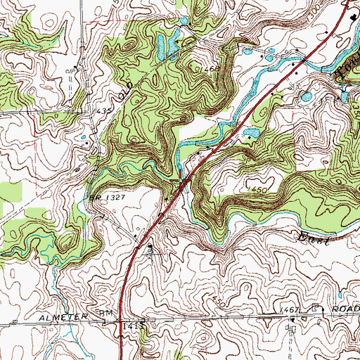 Topographic Map of East Fork Tonawanda Creek, NY