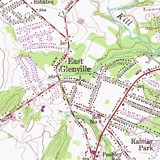 Topographic Map of East Glenville, NY