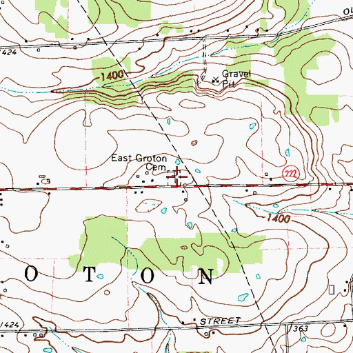 Topographic Map of East Groton Cemetery, NY
