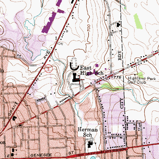 Topographic Map of East Middle School, NY