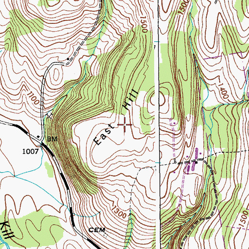 Topographic Map of East Hill, NY