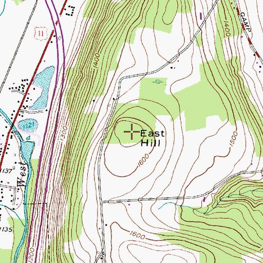 Topographic Map of East Hill, NY