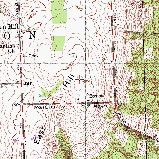 Topographic Map of East Hill, NY