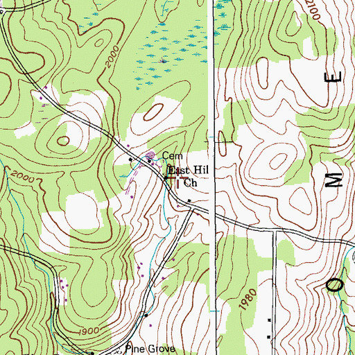 Topographic Map of East Hill Church, NY