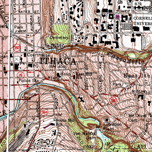 Topographic Map of East Hill School, NY
