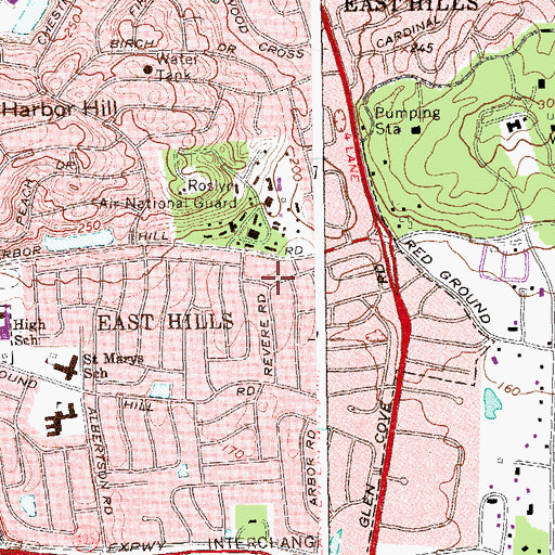 Topographic Map of East Hills, NY