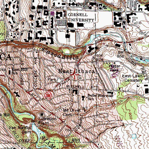 Topographic Map of East Ithaca, NY