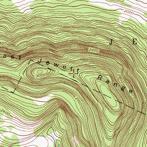 Topographic Map of East Jewett Range, NY