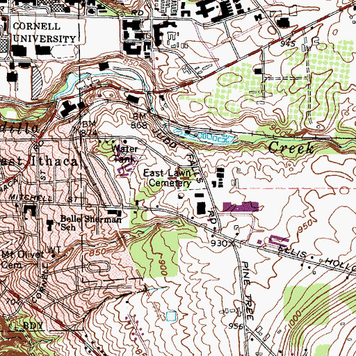 Topographic Map of East Lawn Cemetery, NY