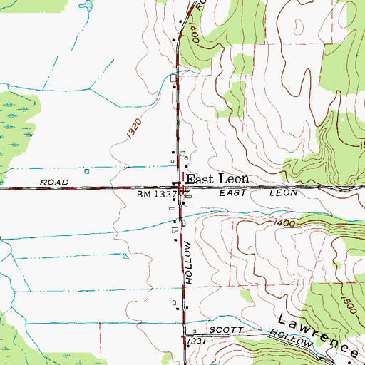 Topographic Map of East Leon, NY