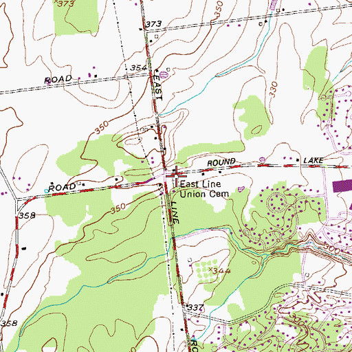 Topographic Map of East Line Union Cemetery, NY