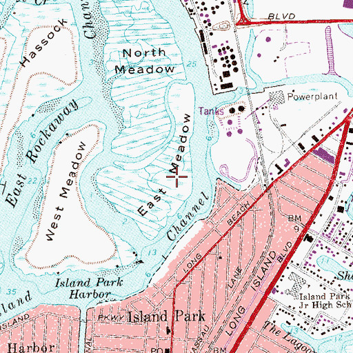 Topographic Map of East Meadow, NY