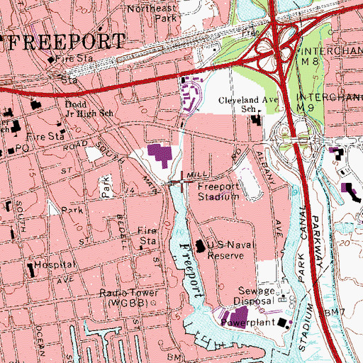 Topographic Map of East Meadow Brook, NY