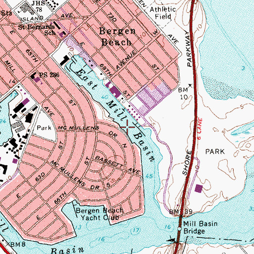 Topographic Map of East Mill Basin, NY