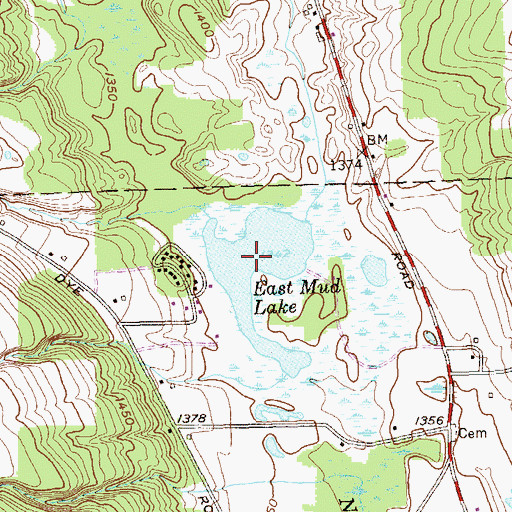 Topographic Map of East Mud Lake, NY