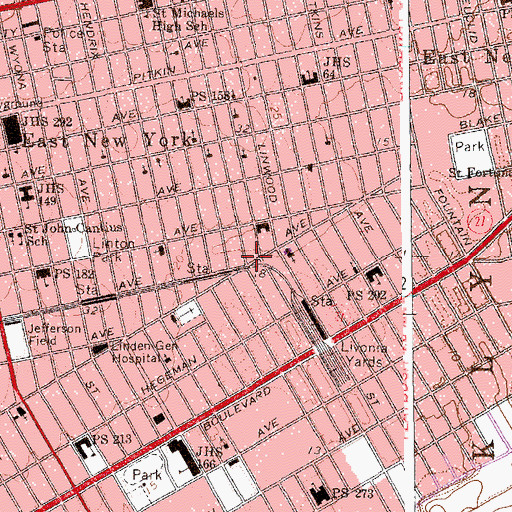 Topographic Map of East New York, NY