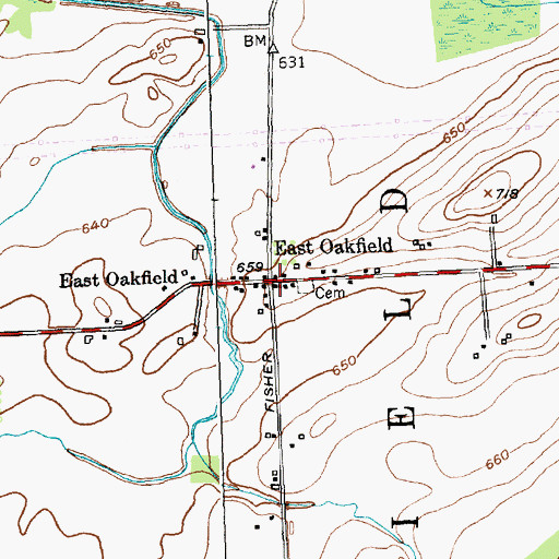 Topographic Map of East Oakfield, NY