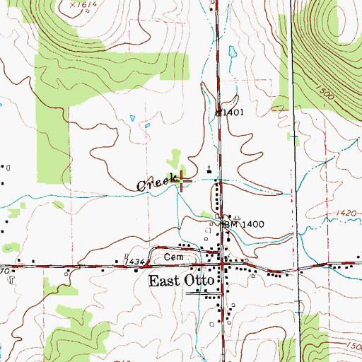Topographic Map of East Otto Creek, NY