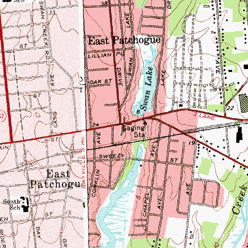 Topographic Map of East Patchogue, NY