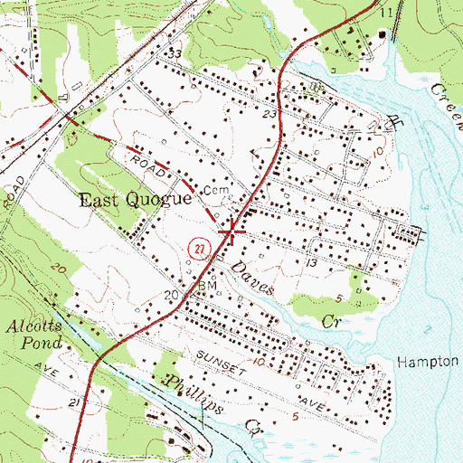 Topographic Map of East Quogue, NY