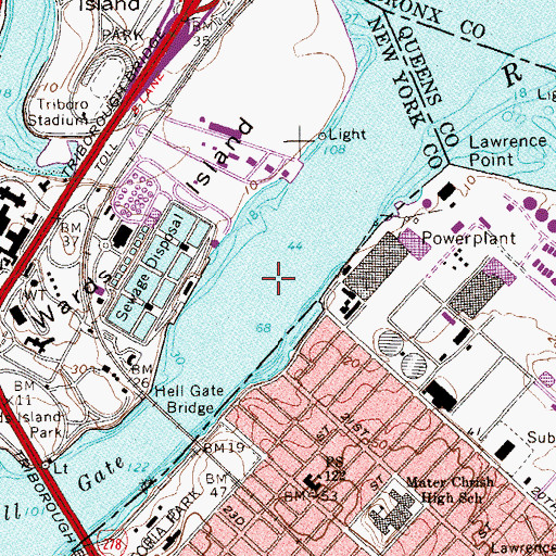 Topographic Map of East River, NY