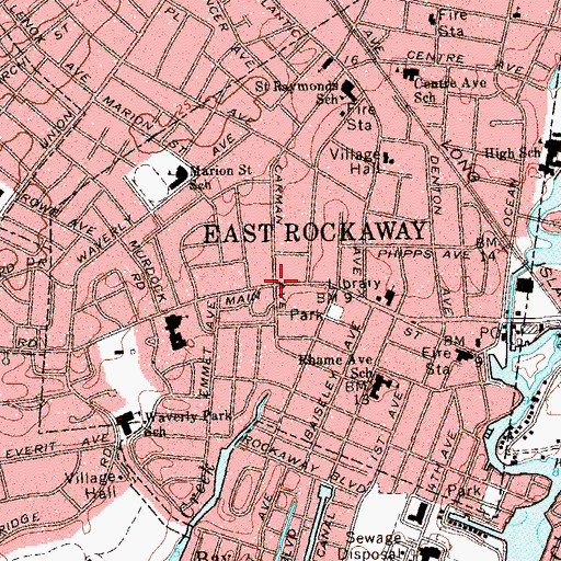 Topographic Map of East Rockaway, NY