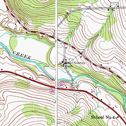 Topographic Map of East Sidney Cemetery, NY