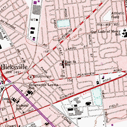 Topographic Map of East Street Elementary School (historical), NY