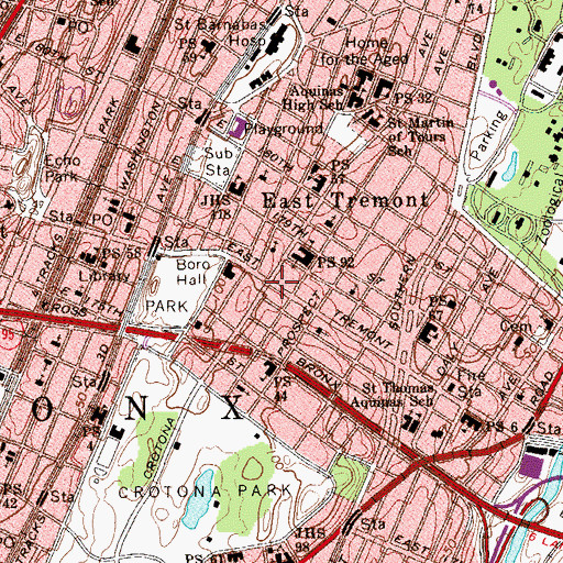 Topographic Map of East Tremont, NY