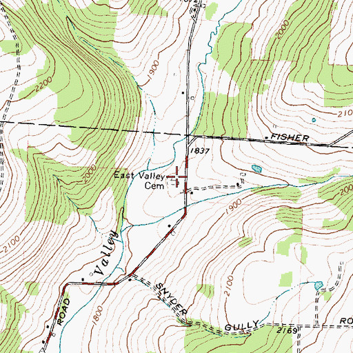 Topographic Map of East Valley Cemetery, NY