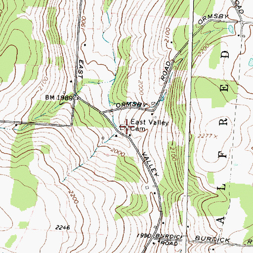 Topographic Map of East Valley Cemetery, NY