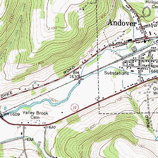 Topographic Map of East Valley Creek, NY