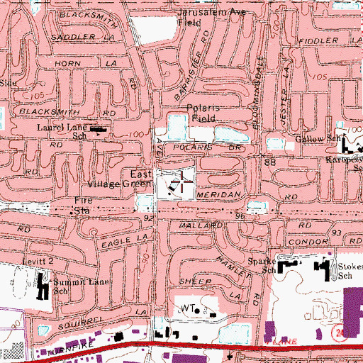 Topographic Map of East Village Green, NY